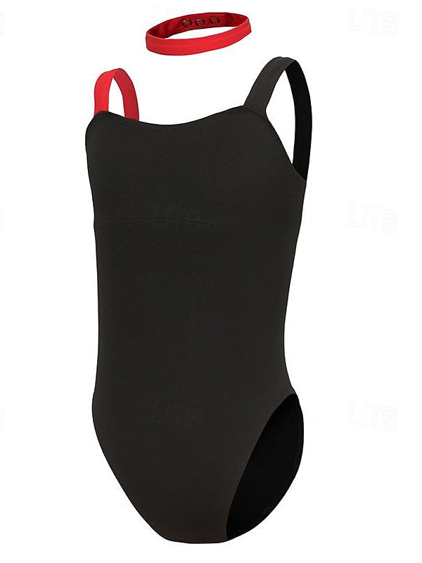 Vêtements de Danse pour Enfants, Épissage Rond Sans Manches, Performance et Nylon pour Filles