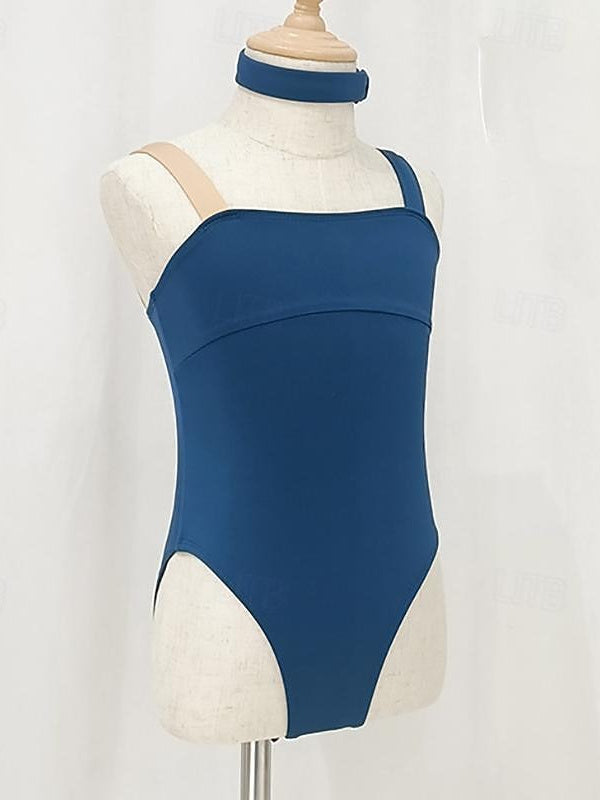 Vêtements de Danse pour Enfants, Épissage Rond Sans Manches, Performance et Nylon pour Filles