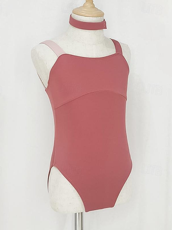 Vêtements de Danse pour Enfants, Épissage Rond Sans Manches, Performance et Nylon pour Filles
