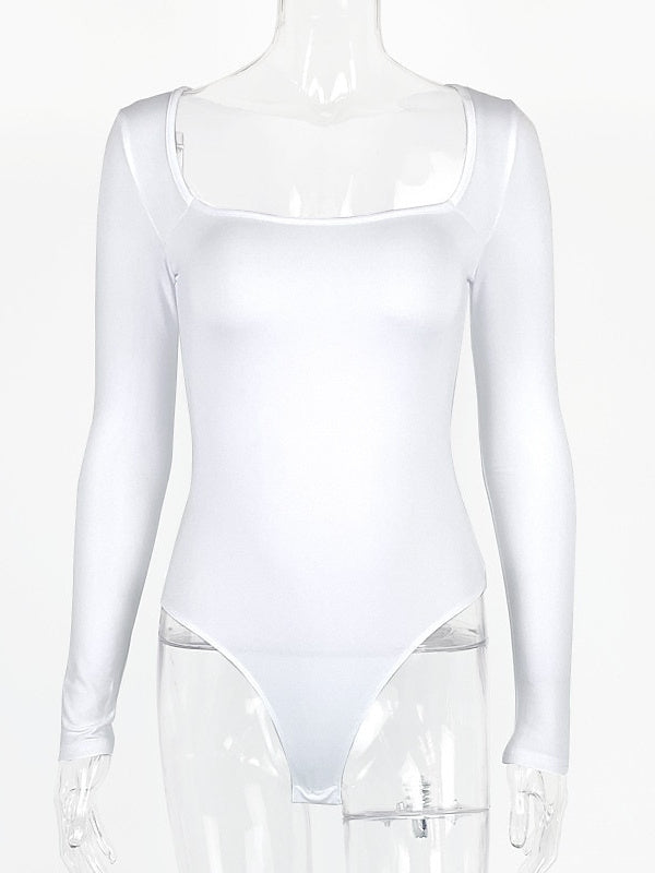 Vêtements de Danse pour Femmes Justaucorps/Combinaison de Danse Latine Couleur Unie Tenue D'Entraînement Quotidienne pour Femmes Manches Longues