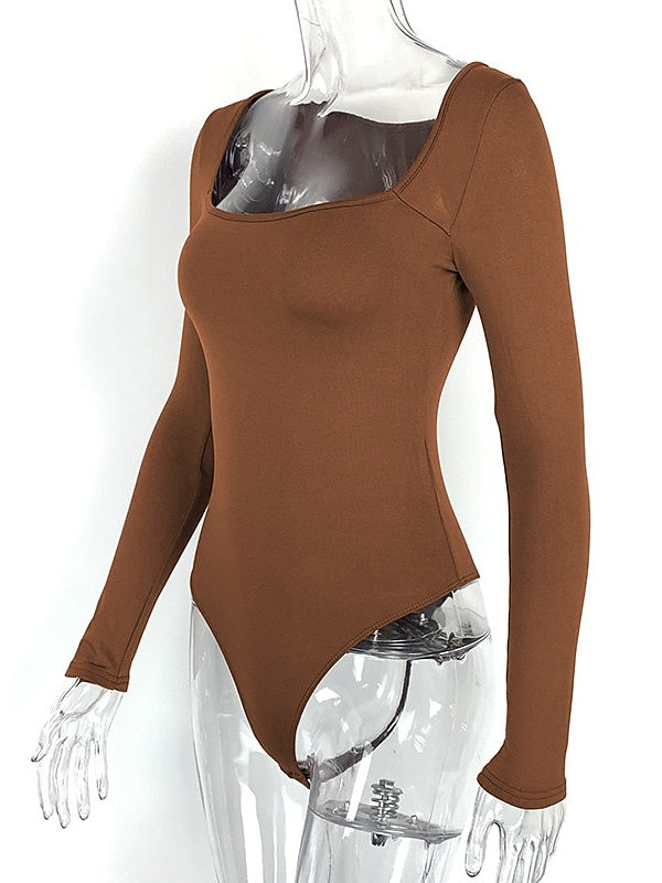 Vêtements de Danse pour Femmes Justaucorps/Combinaison de Danse Latine Couleur Unie Tenue D'Entraînement Quotidienne pour Femmes Manches Longues