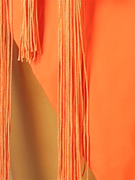 Robe de Danse Latine à Pampilles et Cristaux/Strass pour Femme, Tenue D'Entraînement Sans Manches en Élasthanne