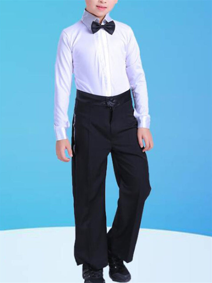 Haut de Danse Latine pour Enfants, Manches Longues, en Polyester, pour Garçons