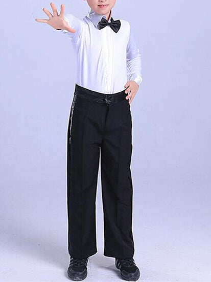 Haut de Danse Latine pour Enfants, Manches Longues, en Polyester, pour Garçons