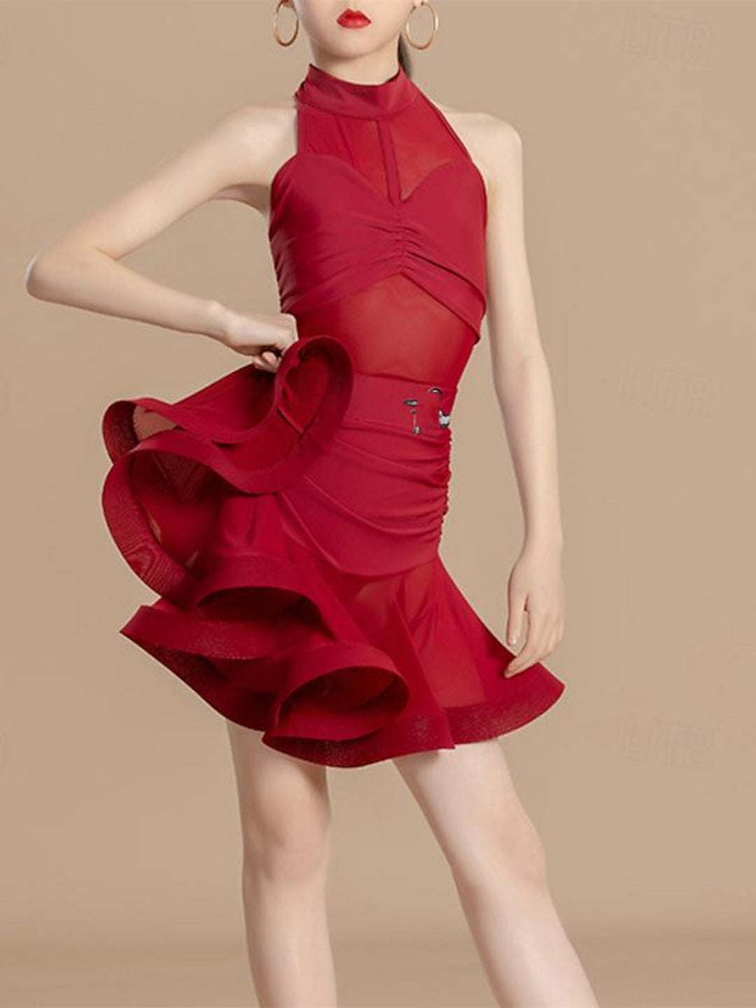 Vêtements de Danse Latine pour Enfants, Col Haut, Sans Manches, Épissage, Performance et Lycra pour Filles