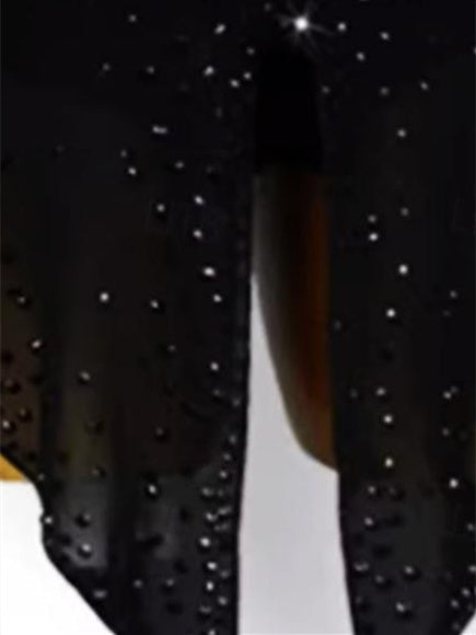 Robe de Danse Latine pour Femmes, Tenue de Danse Latine à Pompons en Strass, Entraînement de Performance pour Femmes, Manches Longues