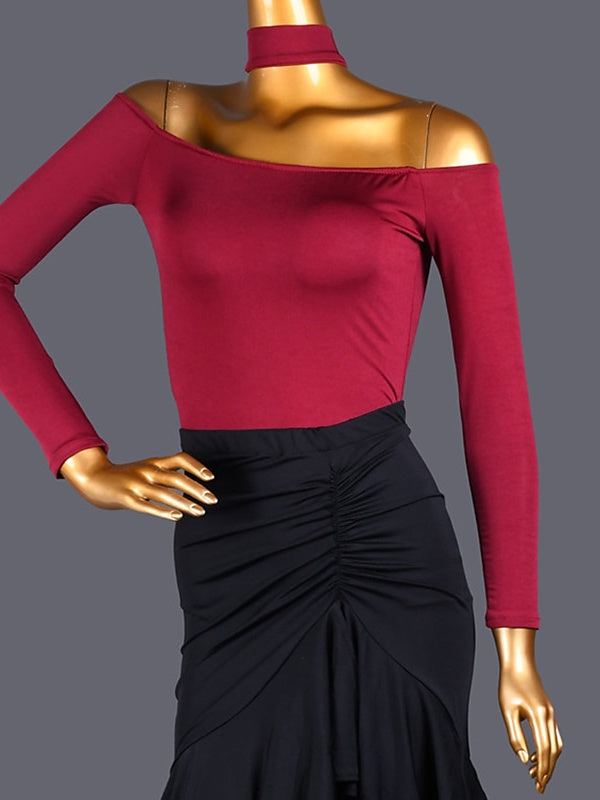 Vêtements de Danse pour Femmes Danse Latine Danse de Salon Justaucorps/Combinaison Épissage de Couleur Pure Femmes® Performance Entraînement Manches Longues