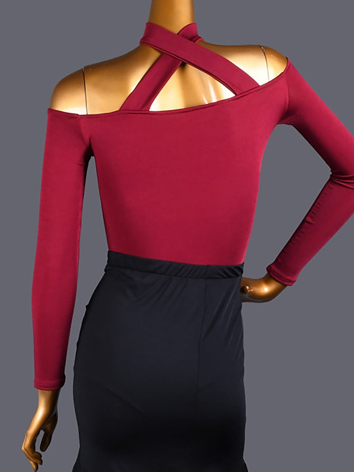 Vêtements de Danse pour Femmes Danse Latine Danse de Salon Justaucorps/Combinaison Épissage de Couleur Pure Femmes® Performance Entraînement Manches Longues