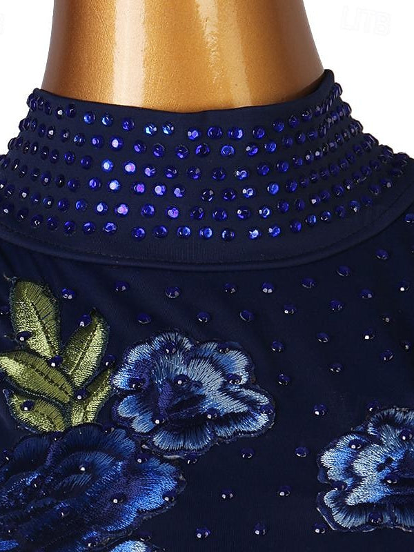 Robe de Danse Latine Salsa Strass Femmesæ¦® Fillesæ¥?Performance Entraînement Manches Longues