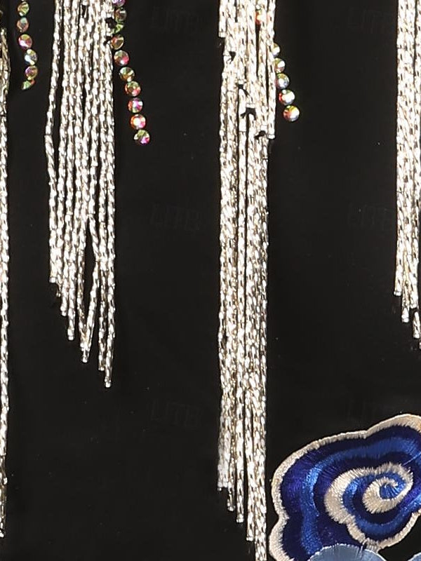 Robe de Danse Latine Cristaux/Strass Femme Performance Tenue Quotidienne Sans Manches Spandex