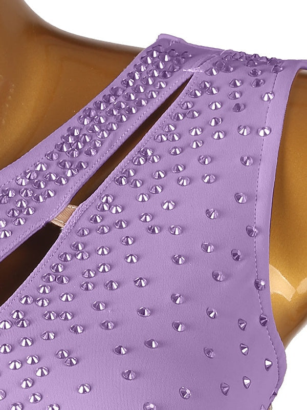 Robe De Danse Latine À Franges Et Pampilles, Cristaux/Strass, Pour Femme, Entraînement Sans Manches