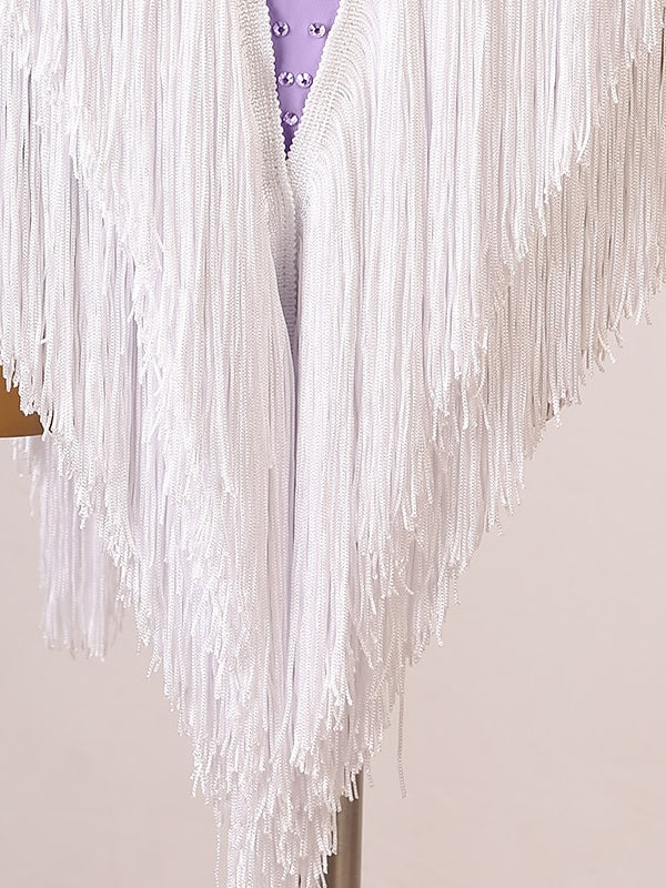 Robe De Danse Latine À Franges Et Pampilles, Cristaux/Strass, Pour Femme, Entraînement Sans Manches