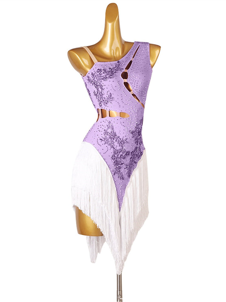 Robe De Danse Latine À Franges Et Pampilles, Cristaux/Strass, Pour Femme, Entraînement Sans Manches