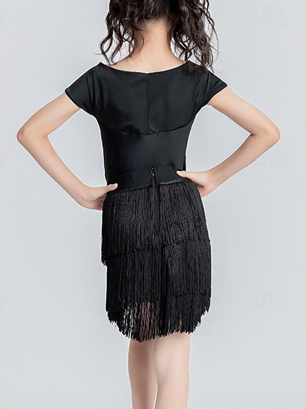 Jupes de Danse pour Enfants à Pampilles, Col en V, Sans Manches, Chinlon, pour Filles