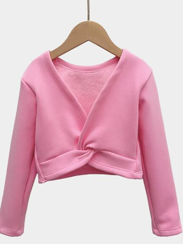 Robe de Danse pour Enfants, Couleur Unie, Manches Longues, Col en V, Mélange de Coton, pour Filles