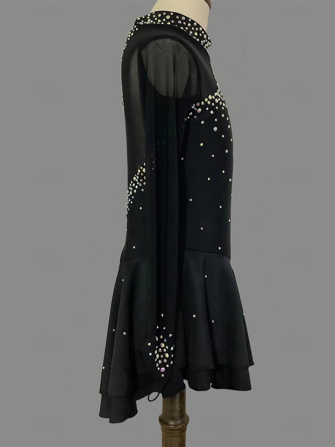 Robe de Patinage Artistique pour Femmes et Filles, Robe de Patinage Sur Glace, Noir, Bleu Marine, Élasthanne, Extensible, Entraînement, Pratique, Vêtements de Patinage Professionnel