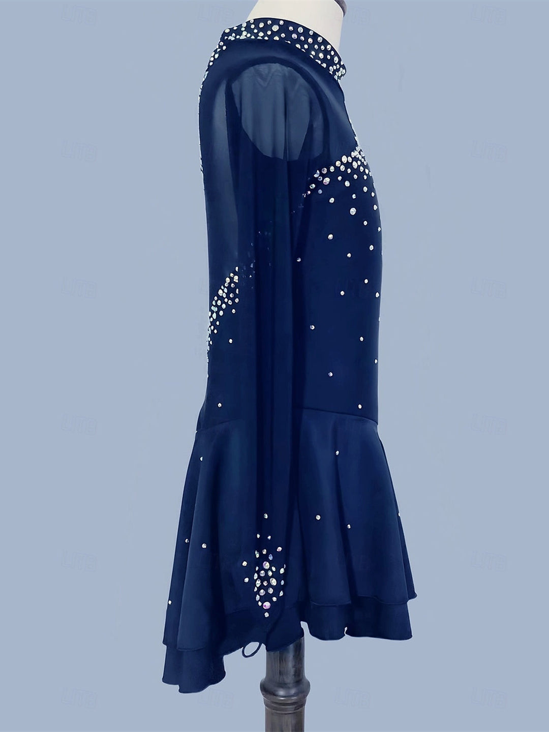 Robe de Patinage Artistique pour Femmes et Filles, Robe de Patinage Sur Glace, Noir, Bleu Marine, Élasthanne, Extensible, Entraînement, Pratique, Vêtements de Patinage Professionnel