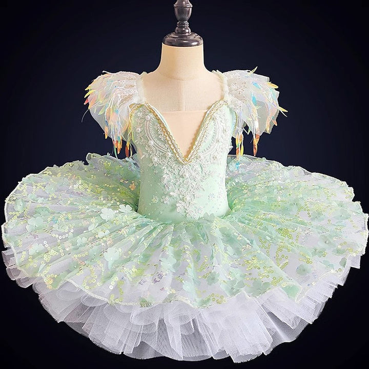 Vêtements de Danse pour Enfants, Costumes de Danse à Manches Courtes, Robe de Perles, Paillettes, Spectacle de Fête pour Filles