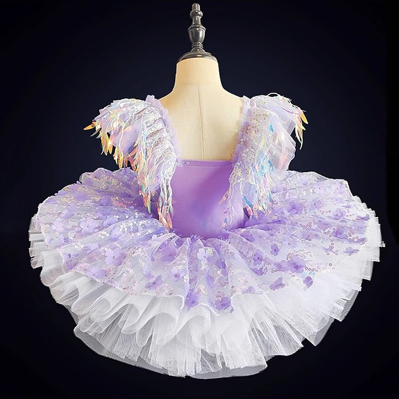 Vêtements de Danse pour Enfants, Costumes de Danse à Manches Courtes, Robe de Perles, Paillettes, Spectacle de Fête pour Filles