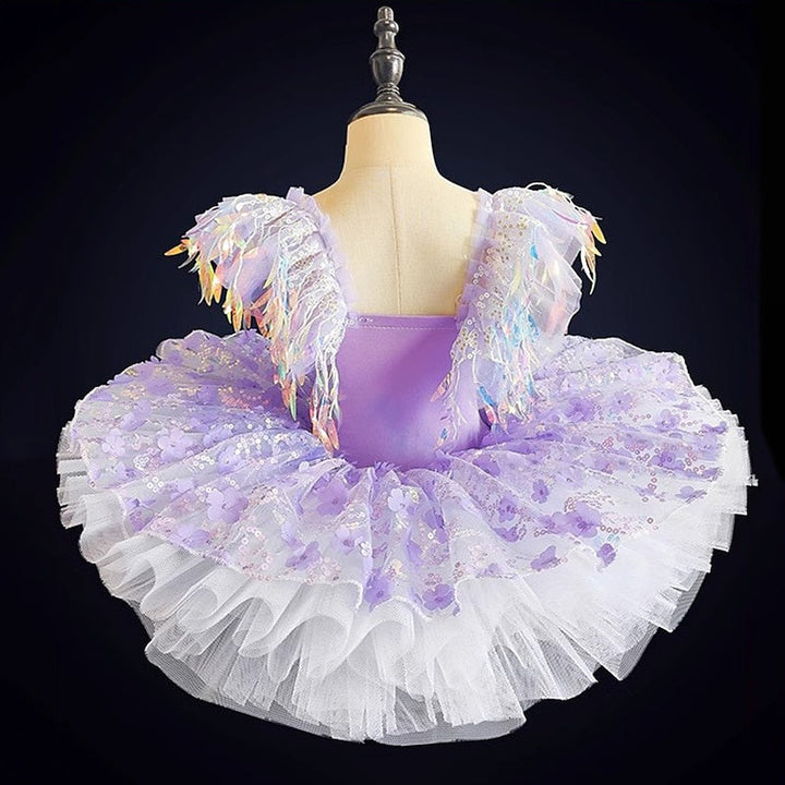 Vêtements de Danse pour Enfants, Costumes de Danse à Manches Courtes, Robe de Perles, Paillettes, Spectacle de Fête pour Filles