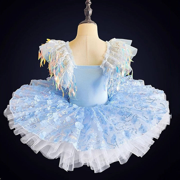 Vêtements de Danse pour Enfants, Costumes de Danse à Manches Courtes, Robe de Perles, Paillettes, Spectacle de Fête pour Filles