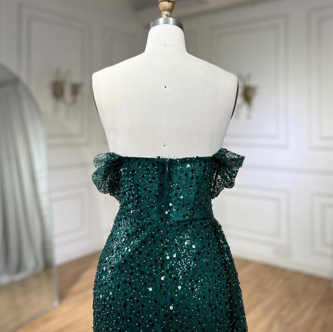 Robe de Bal Longue Sans Bretelles à Col en V et à Paillettes