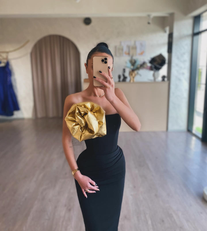 Robe de Soirée Longue Sans Manches, Fourreau/Colonne, Sans Bretelles, Longueur Au Sol, avec Ceinture