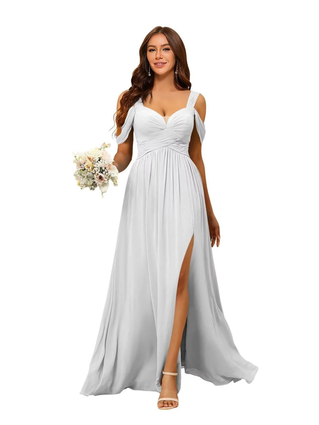 Ligne A/Princesse Mousseline Chérie Sans Manches La Longueur du Sol Robes de Demoiselle d'Honneur