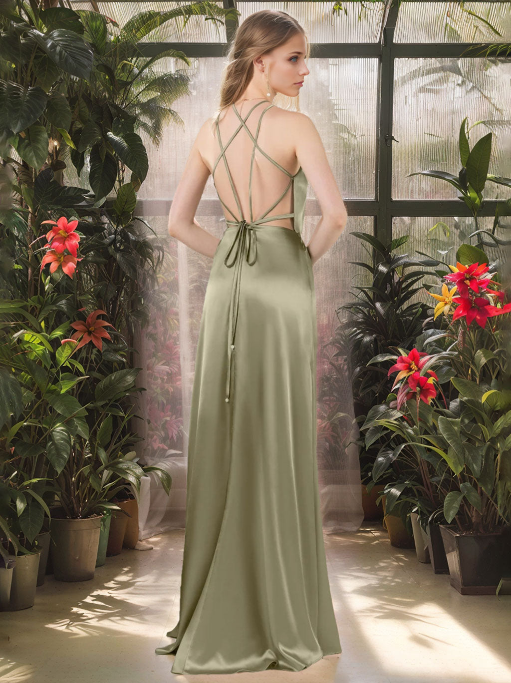 Ligne A/Princesse Licou Sans Manches La Longueur du Sol Robes de Demoiselle d'Honneur avec Froufrous