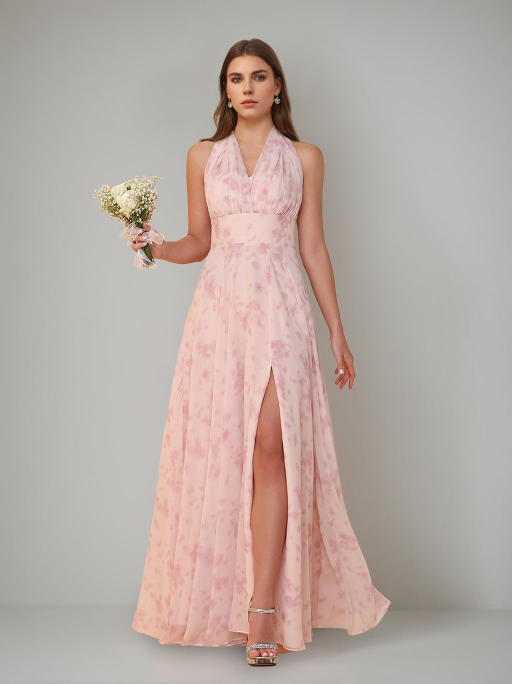 Ligne A/Princesse Une Épaule Sans Manches La Longueur du Sol Robes de Demoiselle d'Honneur avec Côté Divisé & Pleated