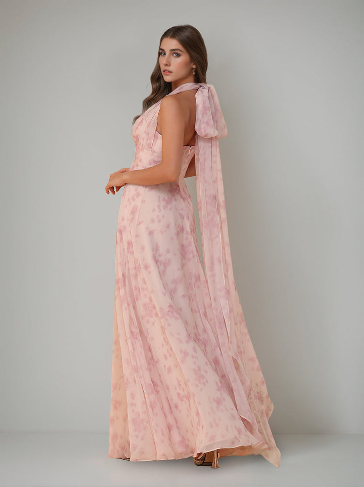 Ligne A/Princesse Une Épaule Sans Manches La Longueur du Sol Robes de Demoiselle d'Honneur avec Côté Divisé & Pleated