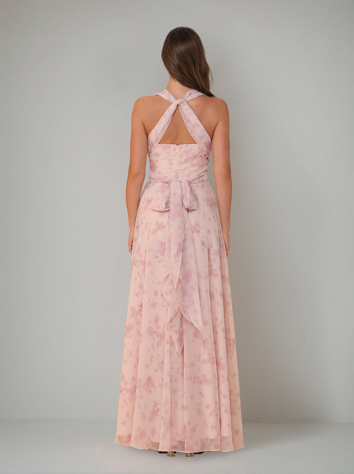 Ligne A/Princesse Une Épaule Sans Manches La Longueur du Sol Robes de Demoiselle d'Honneur avec Côté Divisé & Pleated