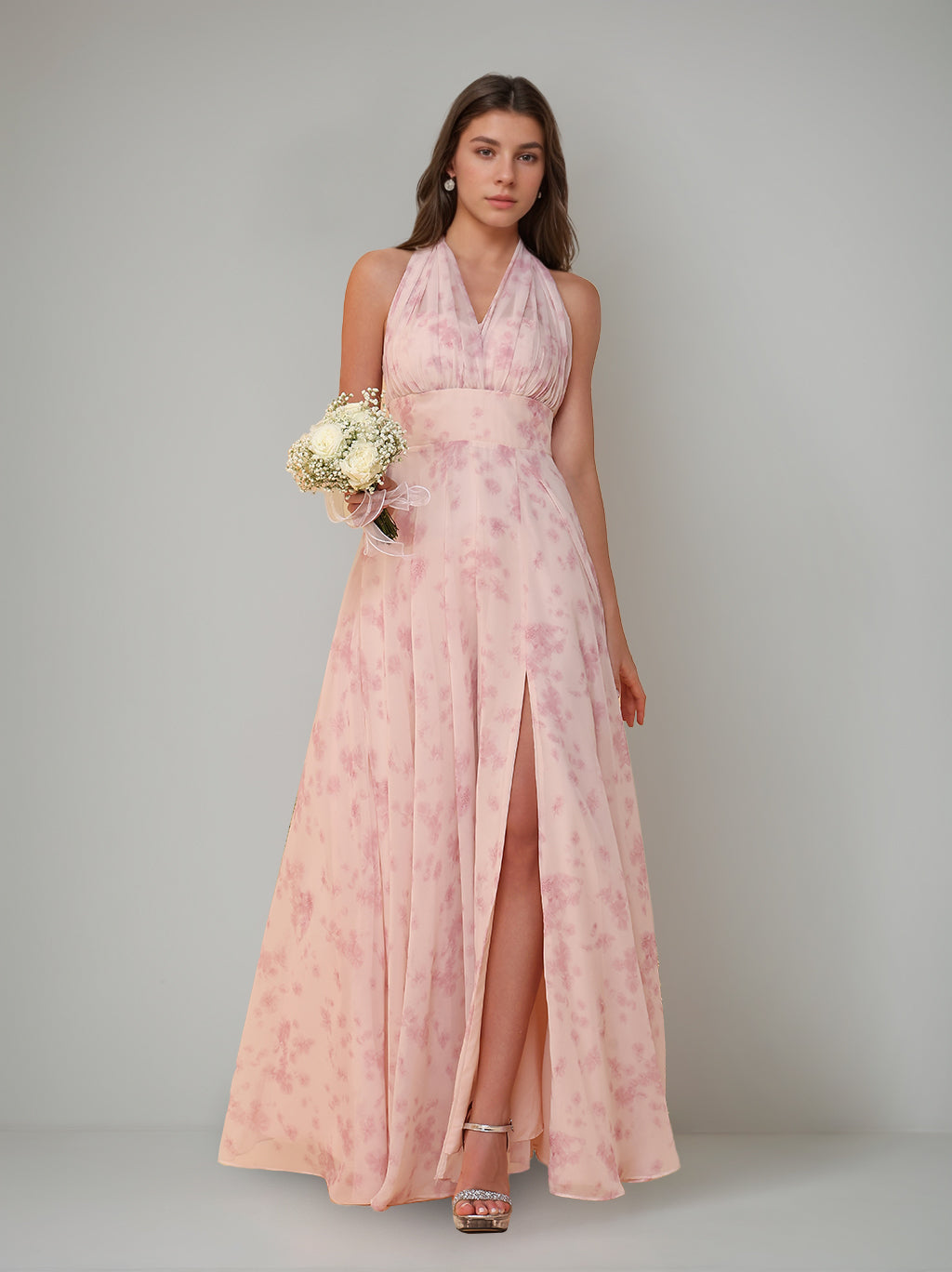 Ligne A/Princesse Une Épaule Sans Manches La Longueur du Sol Robes de Demoiselle d'Honneur avec Côté Divisé & Pleated