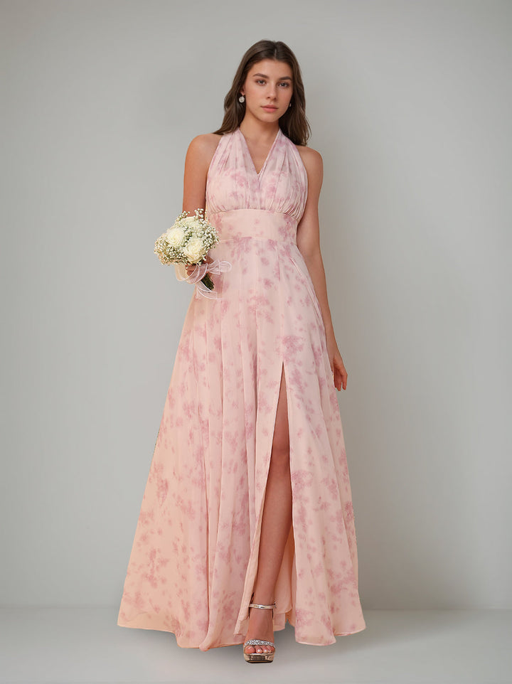 Ligne A/Princesse Une Épaule Sans Manches La Longueur du Sol Robes de Demoiselle d'Honneur avec Côté Divisé & Pleated