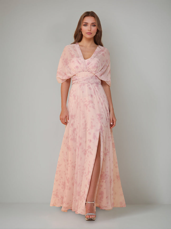 Ligne A/Princesse Une Épaule Sans Manches La Longueur du Sol Robes de Demoiselle d'Honneur avec Côté Divisé & Pleated