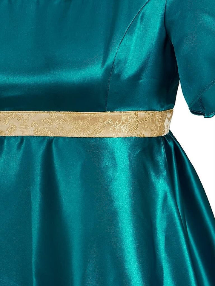 Robe de Bal Rétro Du Xixe Siècle, Col Carré, Manches Courtes, Longueur Au Sol, Costumes de Spectacle D'Halloween