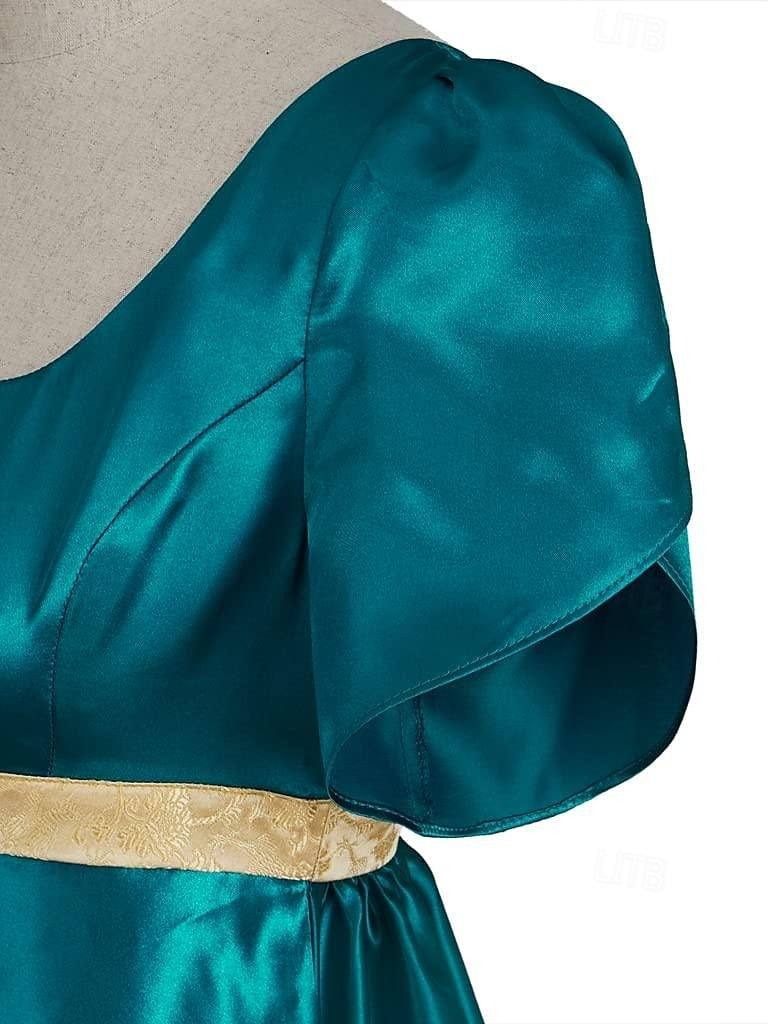 Robe de Bal Rétro Du Xixe Siècle, Col Carré, Manches Courtes, Longueur Au Sol, Costumes de Spectacle D'Halloween