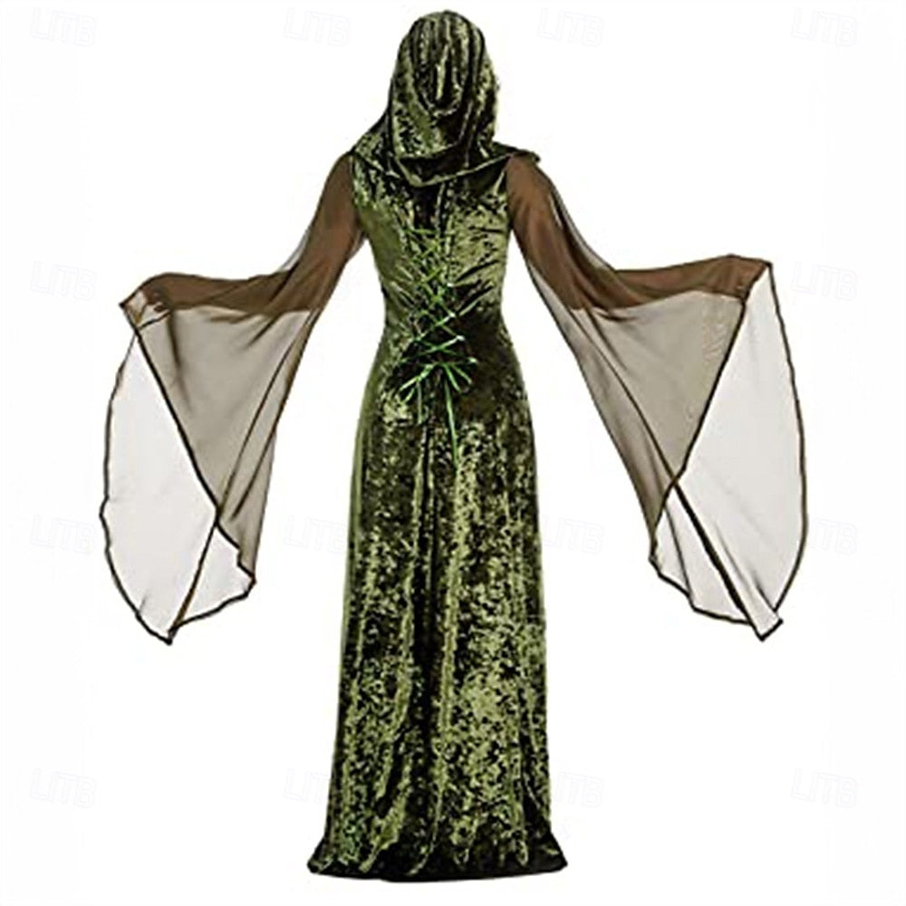 Robe de Costume D'Halloween à Manches Longues et Col en Cœur, Coupe A-Line/Princesse