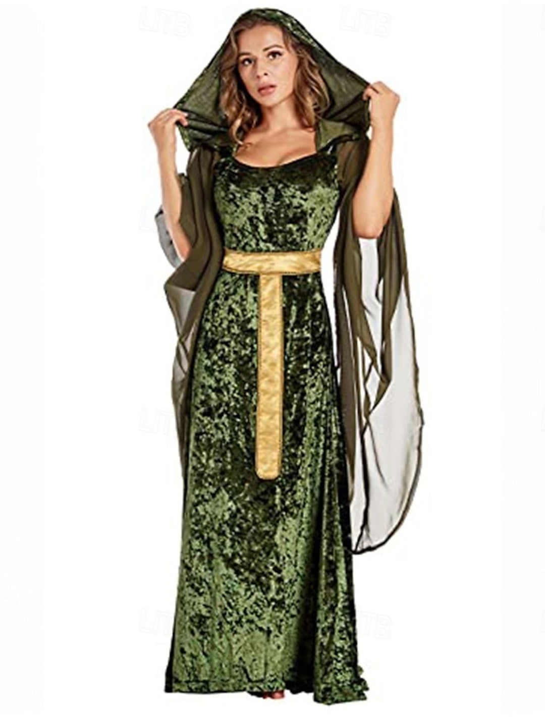 Robe de Costume D'Halloween à Manches Longues et Col en Cœur, Coupe A-Line/Princesse