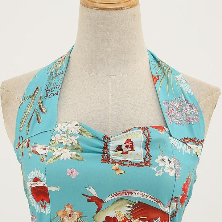 Robe de Costume D'Halloween à Col Licou Sans Manches, Coupe A-Line/Princess, Longueur Genou