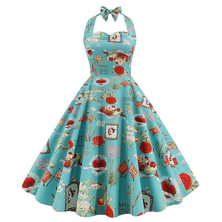 Robe de Costume D'Halloween à Col Licou Sans Manches, Coupe A-Line/Princess, Longueur Genou