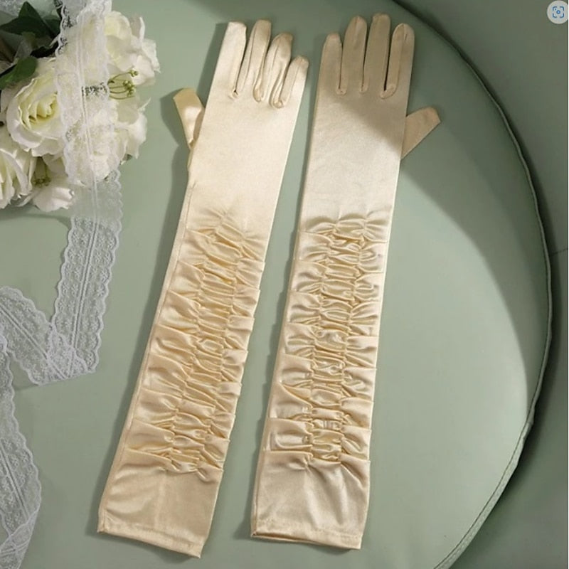 Gants pour Femmes Des Années 1950 en Patchwork de Couleur Unie pour Fête de Noël, Bal de Fin D'Année, Adolescents et Adultes