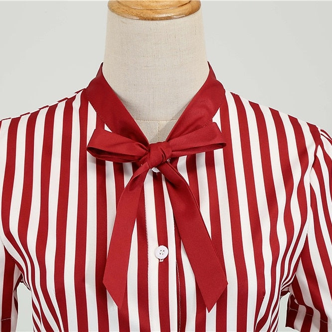 Robe de Costume D'Halloween à Manches Courtes et Col en V, Coupe A-Line/Princesse, Longueur Genou, avec Nœud Papillon