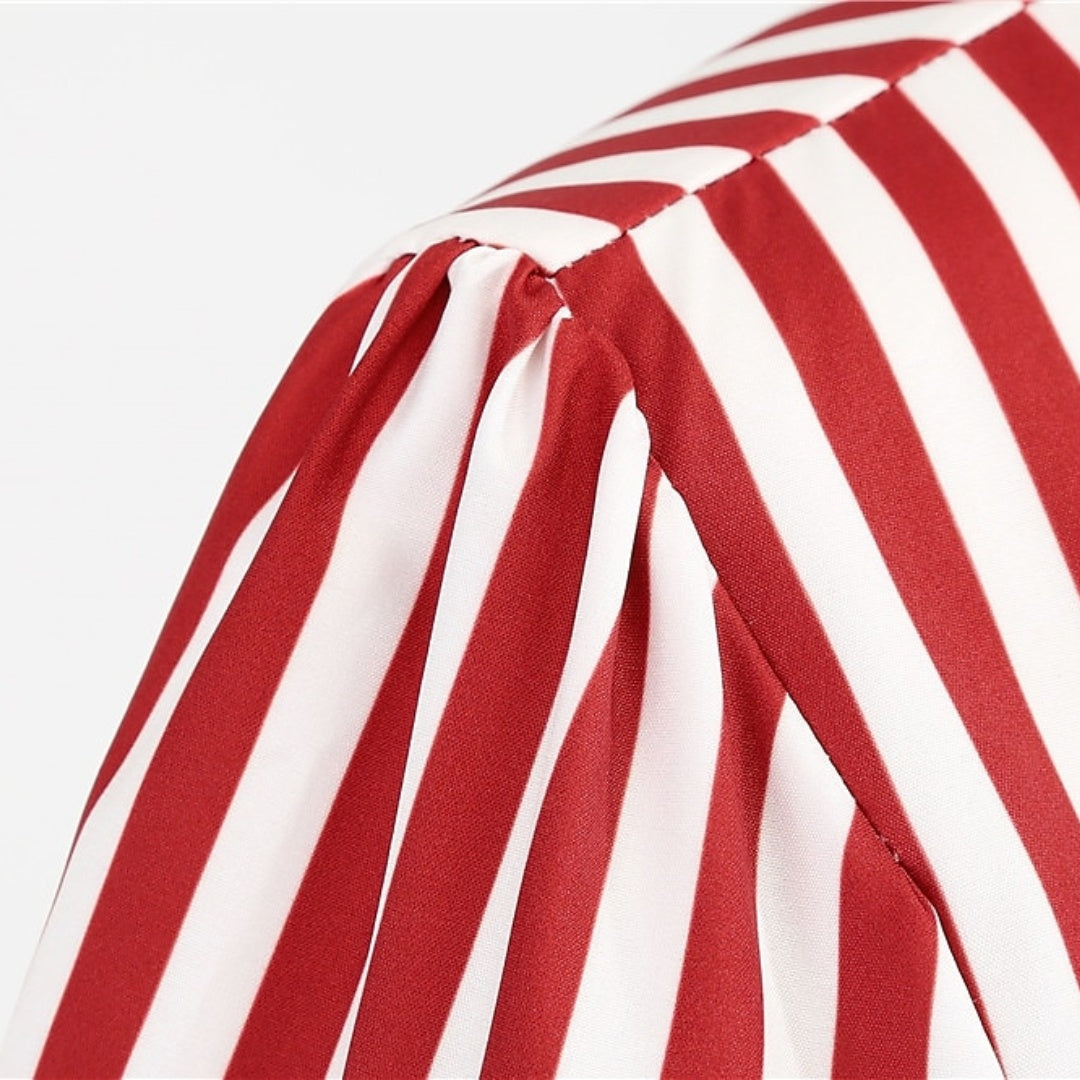 Robe de Costume D'Halloween à Manches Courtes et Col en V, Coupe A-Line/Princesse, Longueur Genou, avec Nœud Papillon