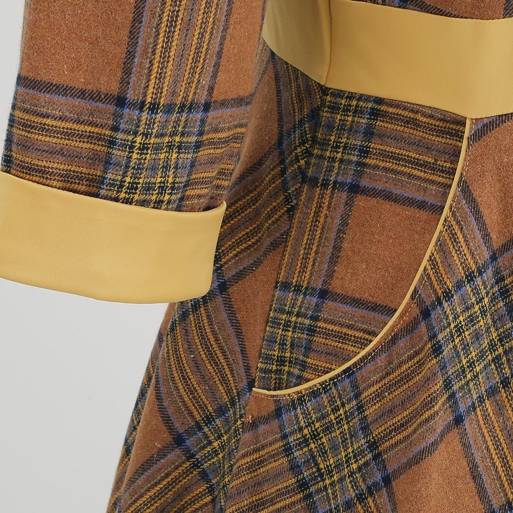 Robe Trapèze/Princesse à Col Bijou, Manches 3/4, Longueur Genou, Costume de Spectacle D'Halloween avec Écharpe