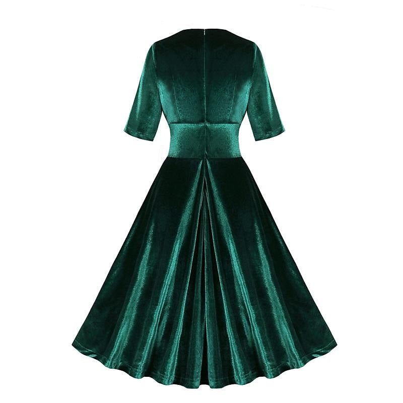 Robe de Costume D'Halloween à Volants, Coupe A-Line/Princesse, Col en V, Manches Mi-Longues, Longueur Thé