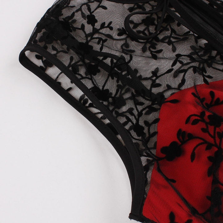 Robe de Costume D'Halloween à Col Rond Sans Manches, Coupe Trapèze/Princesse, Longueur Thé, avec Dentelle