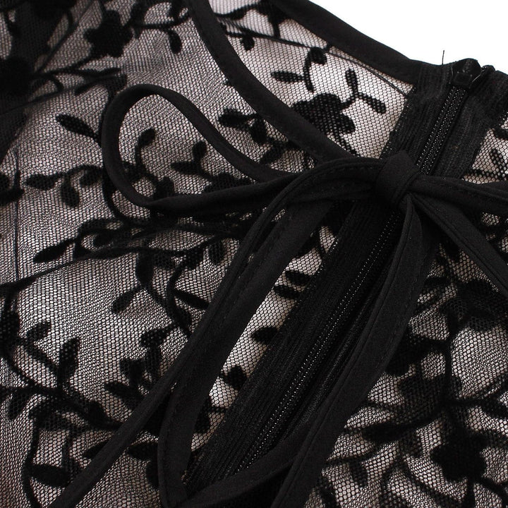 Robe de Costume D'Halloween à Col Rond Sans Manches, Coupe Trapèze/Princesse, Longueur Thé, avec Dentelle