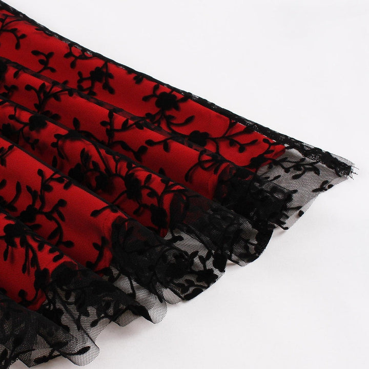 Robe de Costume D'Halloween à Col Rond Sans Manches, Coupe Trapèze/Princesse, Longueur Thé, avec Dentelle