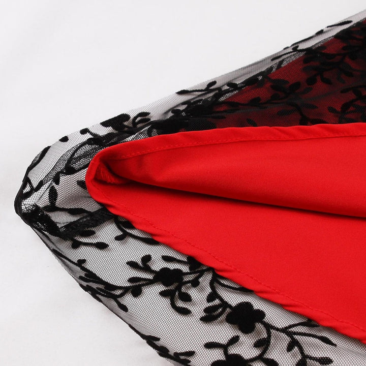 Robe de Costume D'Halloween à Col Rond Sans Manches, Coupe Trapèze/Princesse, Longueur Thé, avec Dentelle